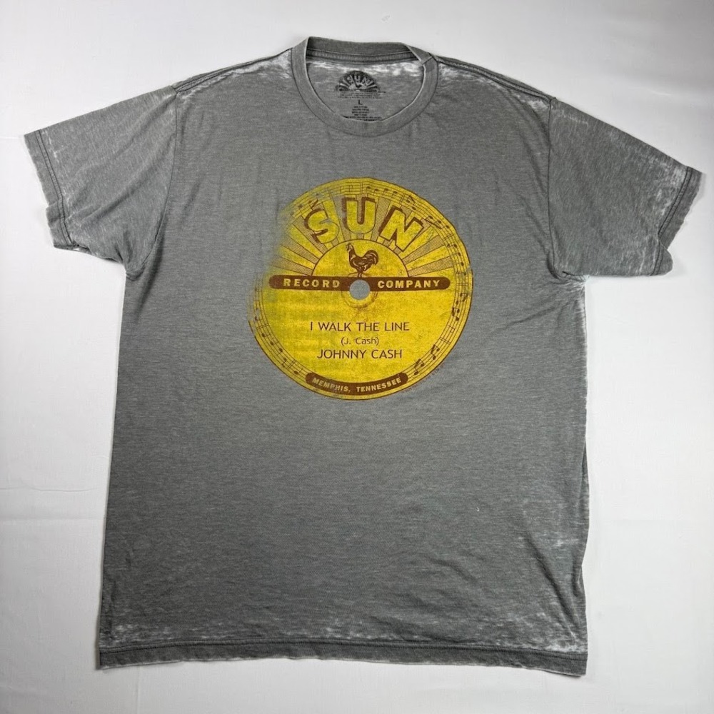 Sun Record Company Johnny Cash I Walk The Line Gray Graphic T-Shirt Mens Large
